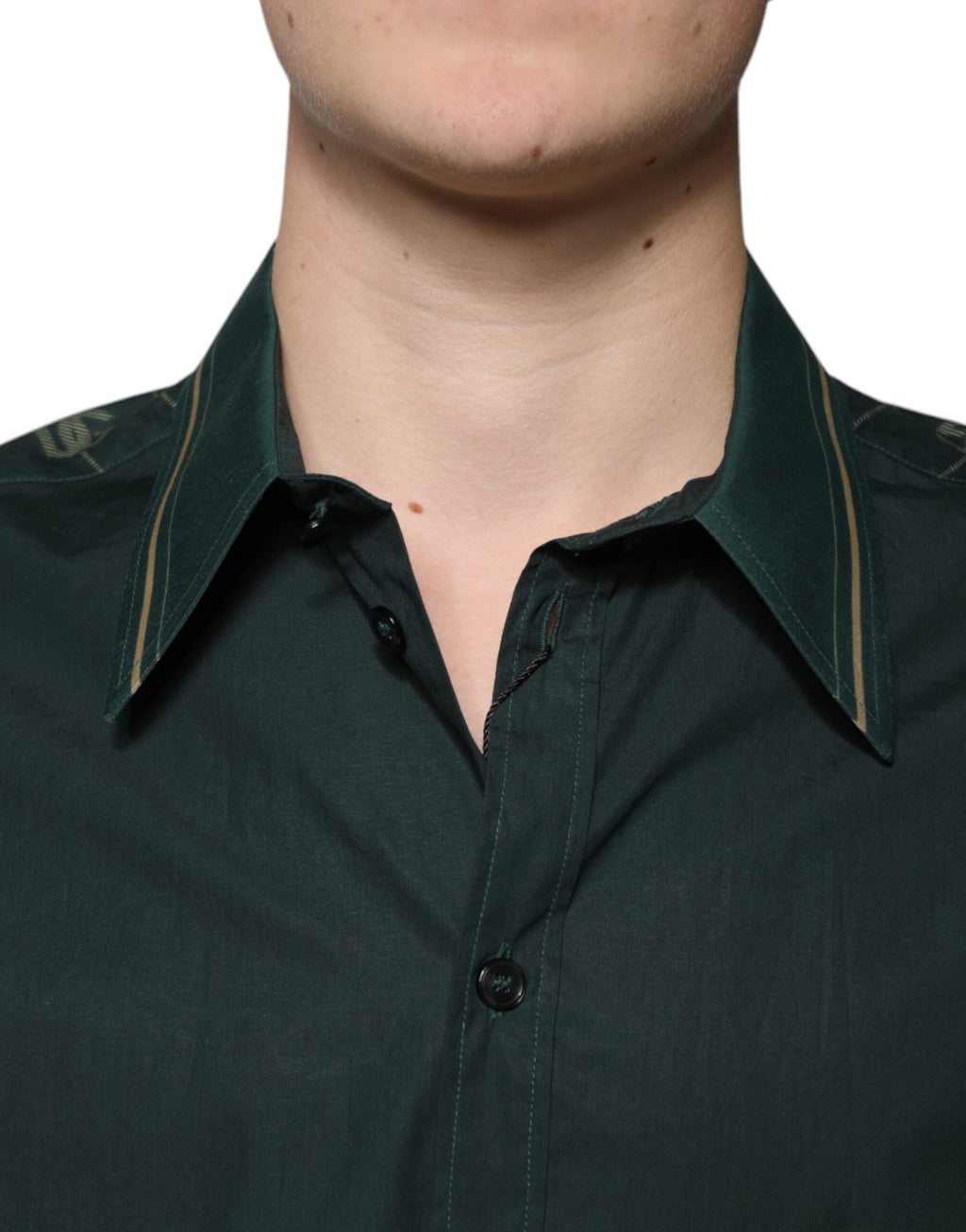 Dolce & Gabbana Green Logo Long-Sleeve MARTINI Casual Shirt