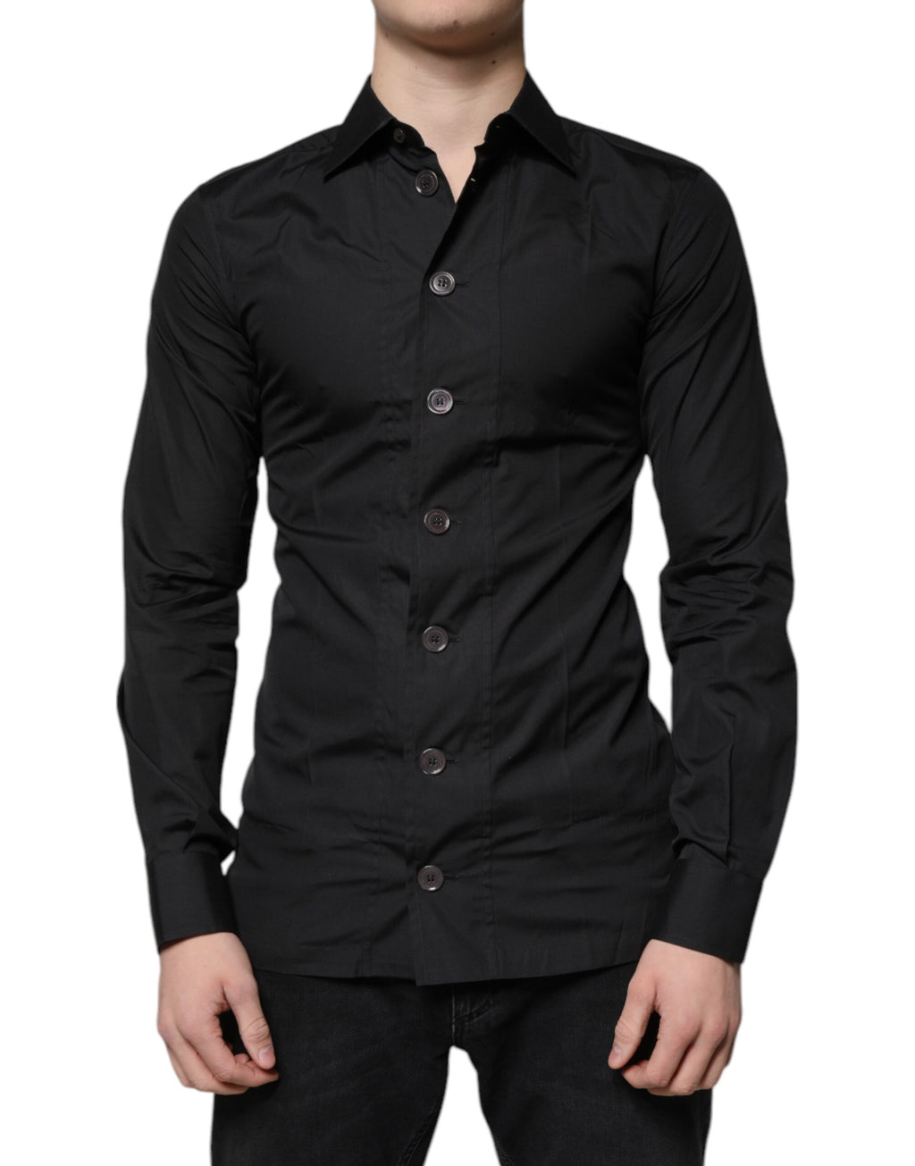 Dolce & Gabbana Black Long-Sleeve Cotton Formal Shirt