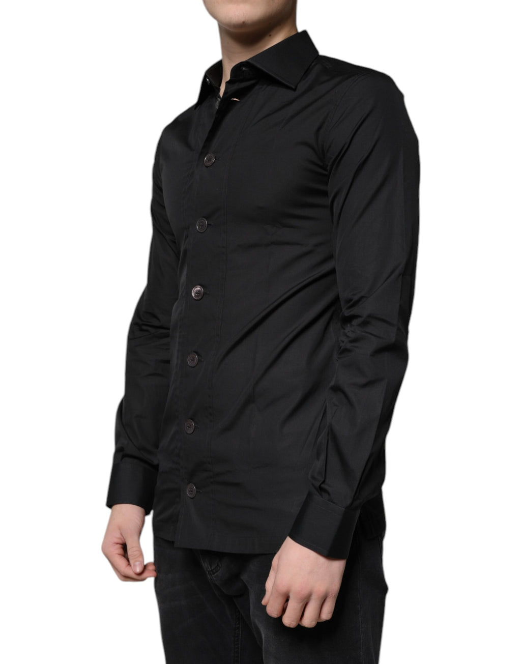 Dolce & Gabbana Black Long-Sleeve Cotton Formal Shirt