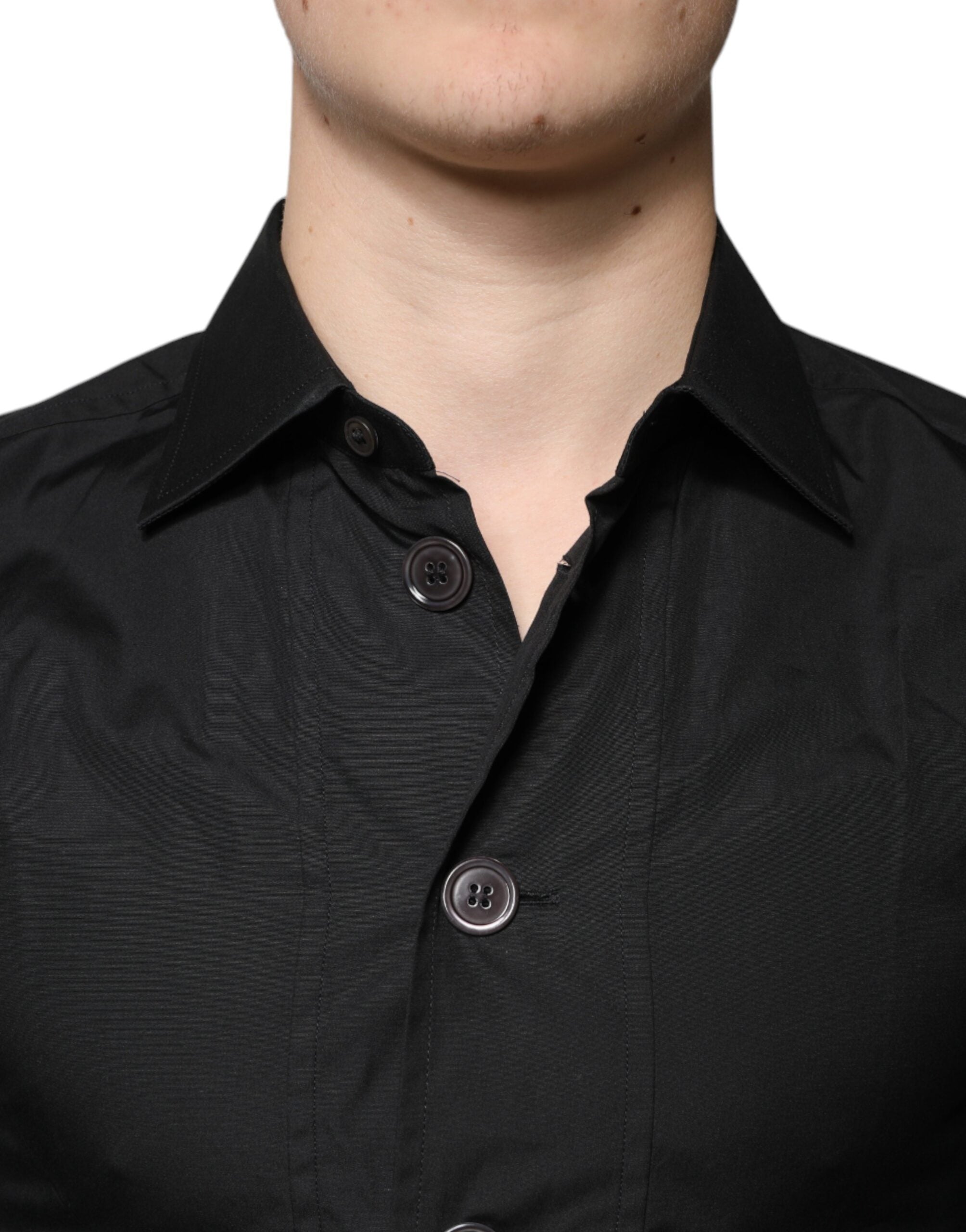 Dolce & Gabbana Black Long-Sleeve Cotton Formal Shirt