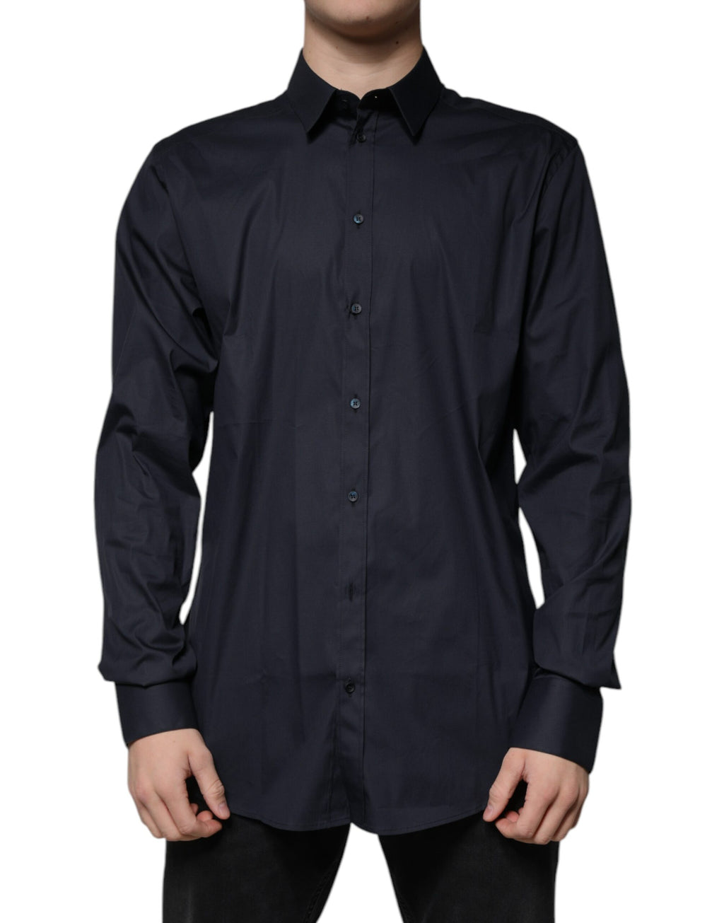 Dolce & Gabbana Schwarzes formelles GOLD-Hemd aus Baumwollmischung