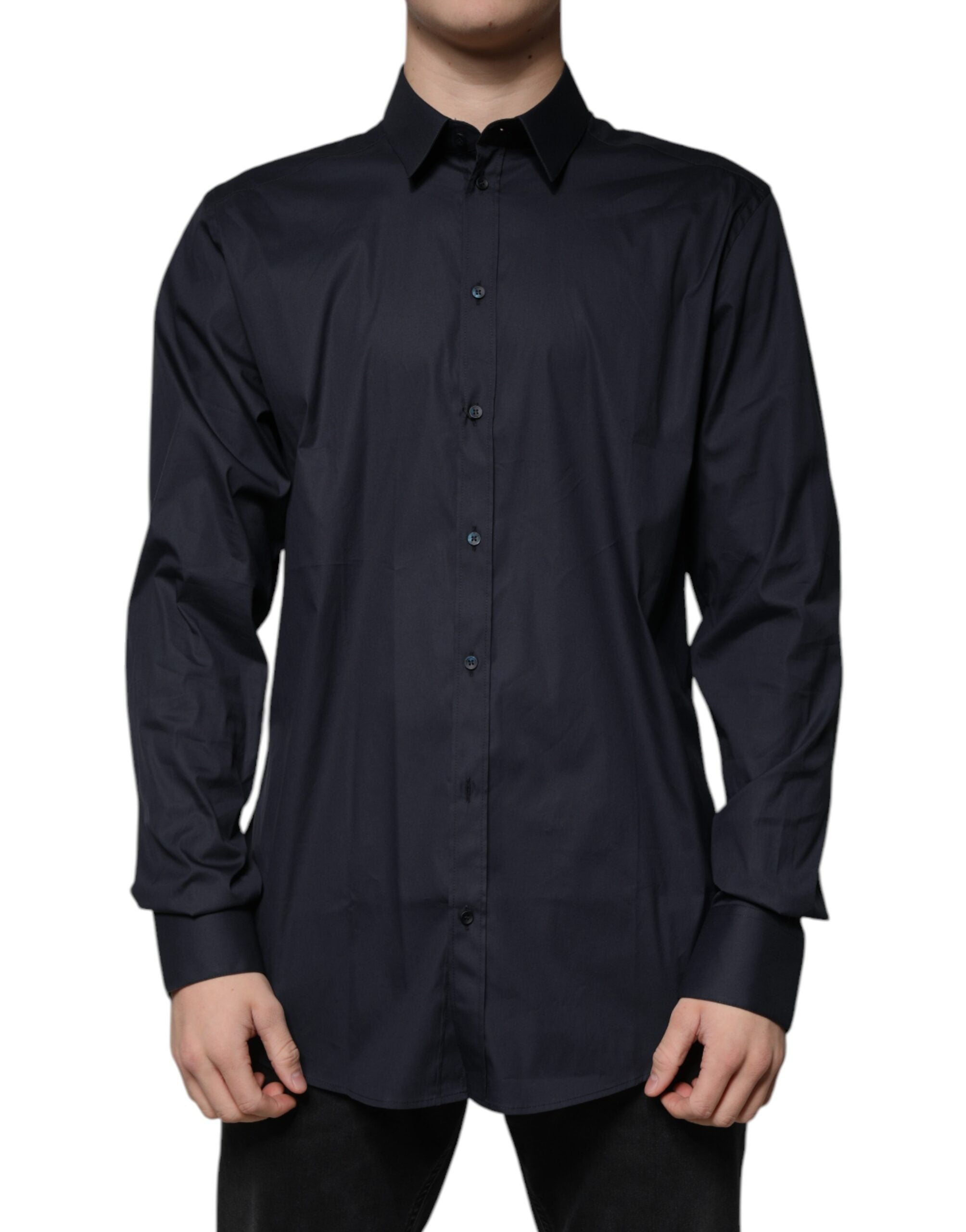 Dolce & Gabbana Schwarzes formelles GOLD-Hemd aus Baumwollmischung