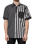 Dolce & Gabbana Black and White Striped Button Down Casual Shirt