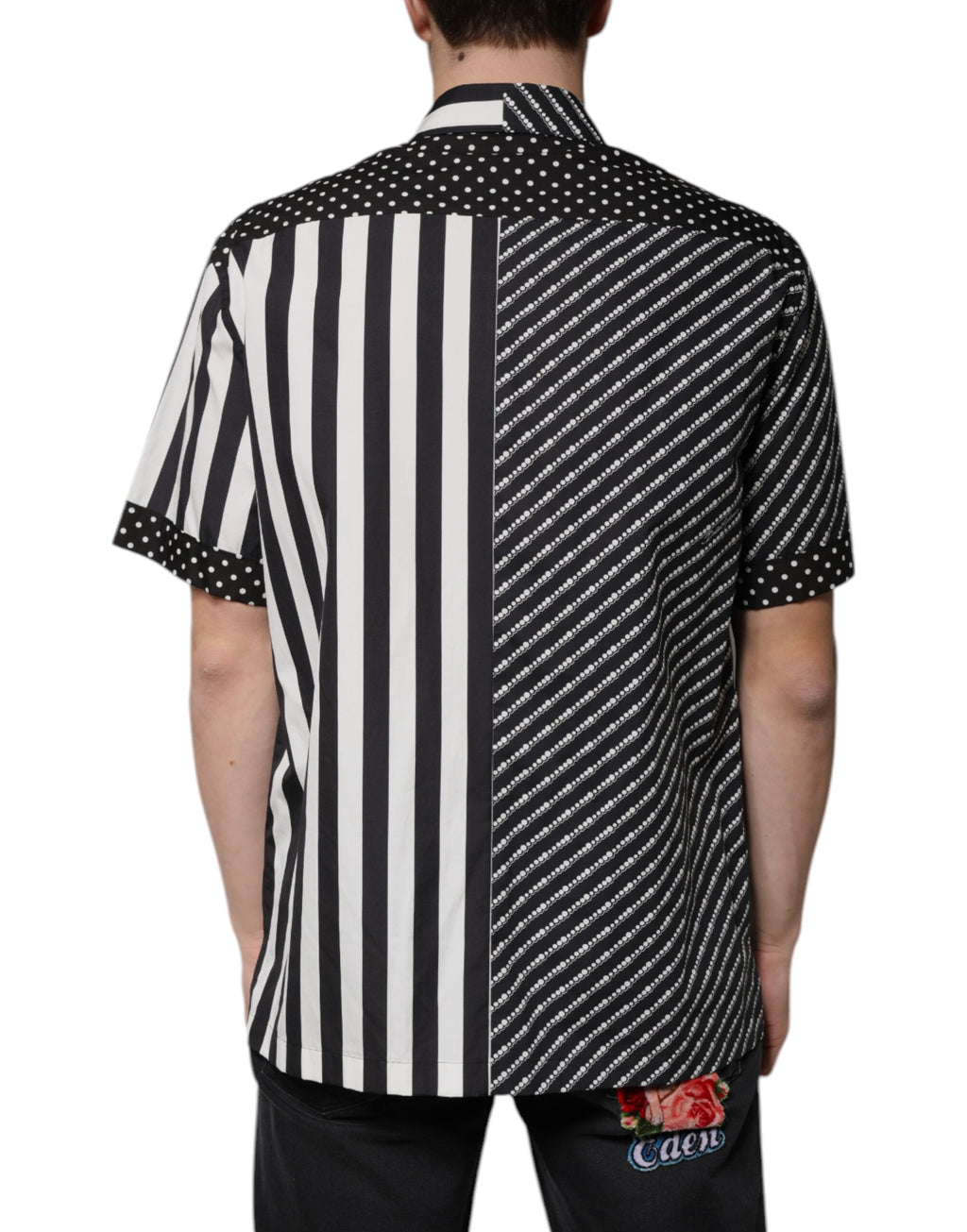 Dolce & Gabbana Black and White Striped Button Down Casual Shirt