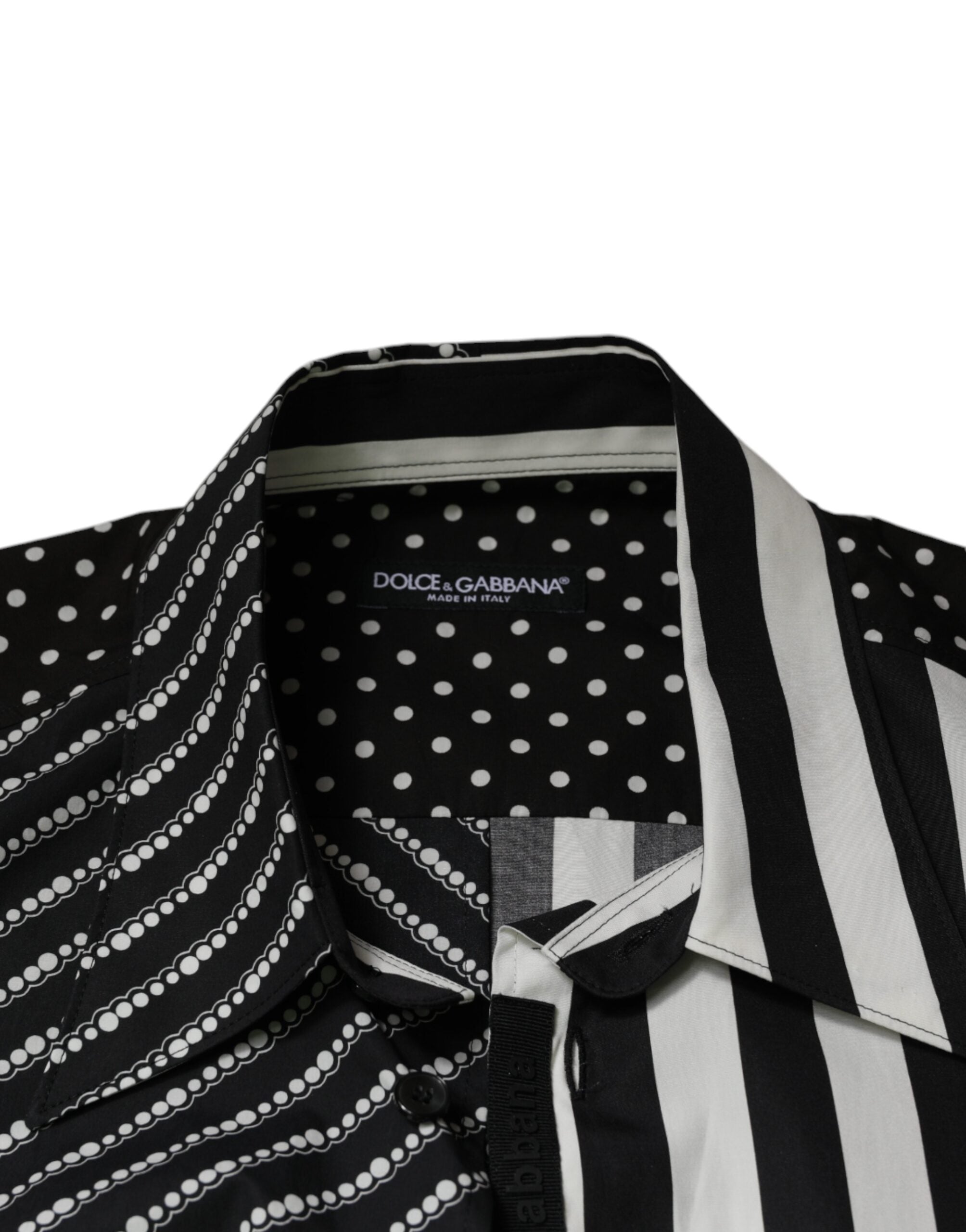 Dolce & Gabbana Black and White Striped Button Down Casual Shirt