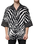 Dolce & Gabbana Schwarz Weiß Zebra Button Down Hemd in Übergröße