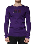 Dolce & Gabbana Purple Cotton Crew Neck Sweater Men's Pullover