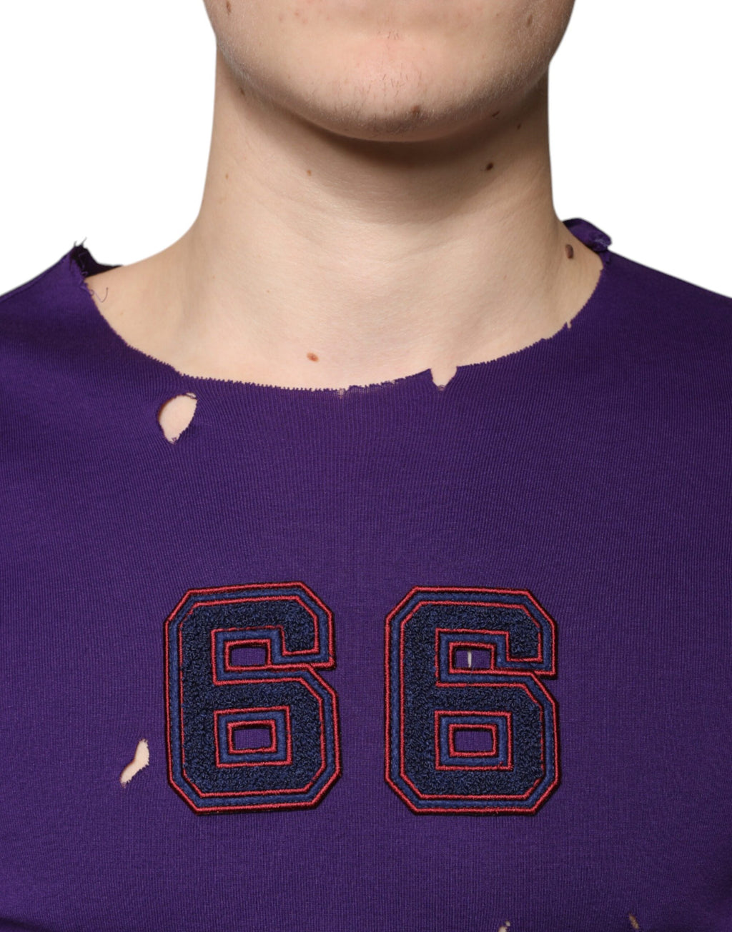 Dolce & Gabbana Purple Cotton Crew Neck Sweater Men's Pullover