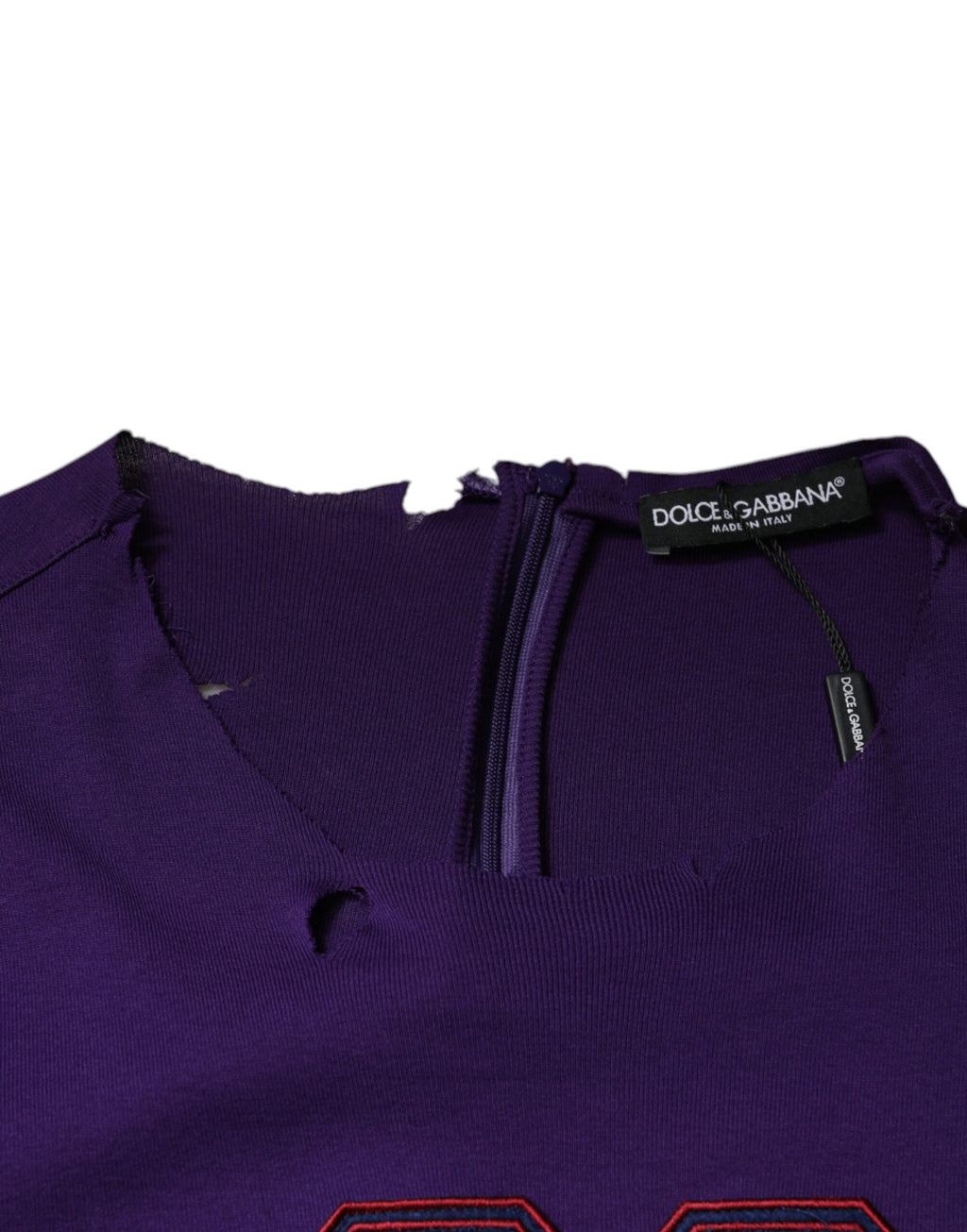 Dolce & Gabbana Purple Cotton Crew Neck Sweater Men's Pullover