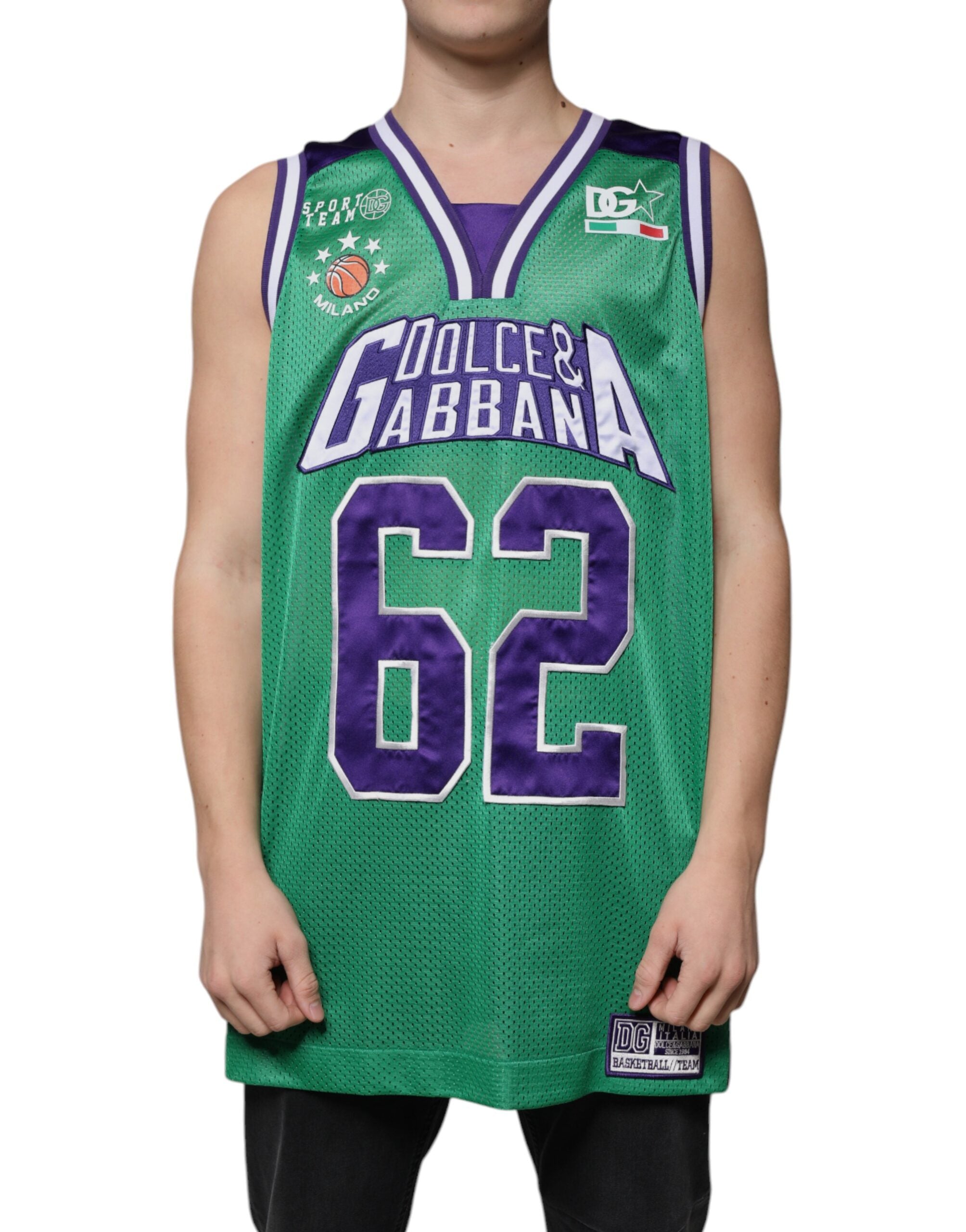 Dolce & Gabbana Green Sleeveless Polyester-Jersey T-Shirt