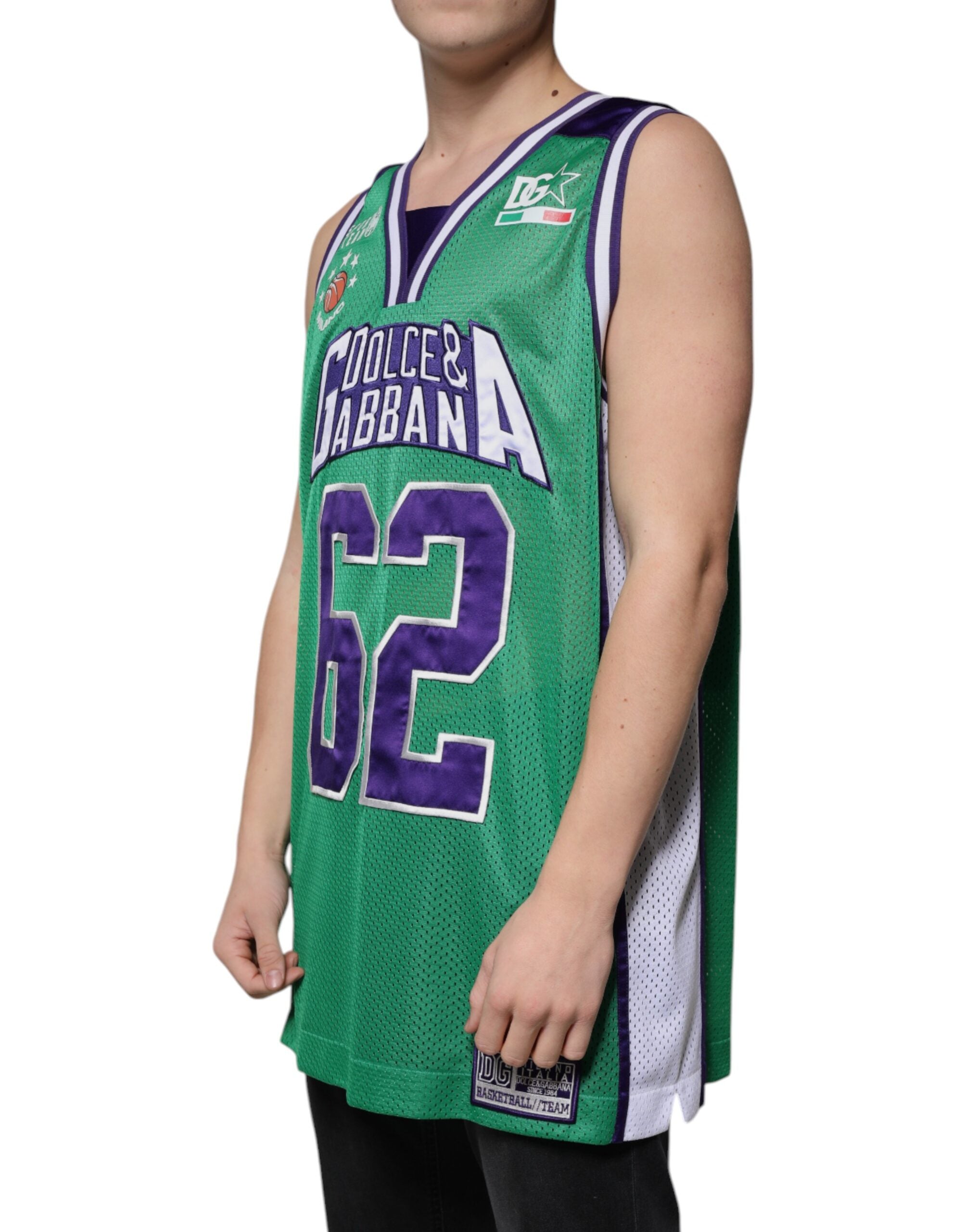 Dolce & Gabbana Green Sleeveless Polyester-Jersey T-Shirt