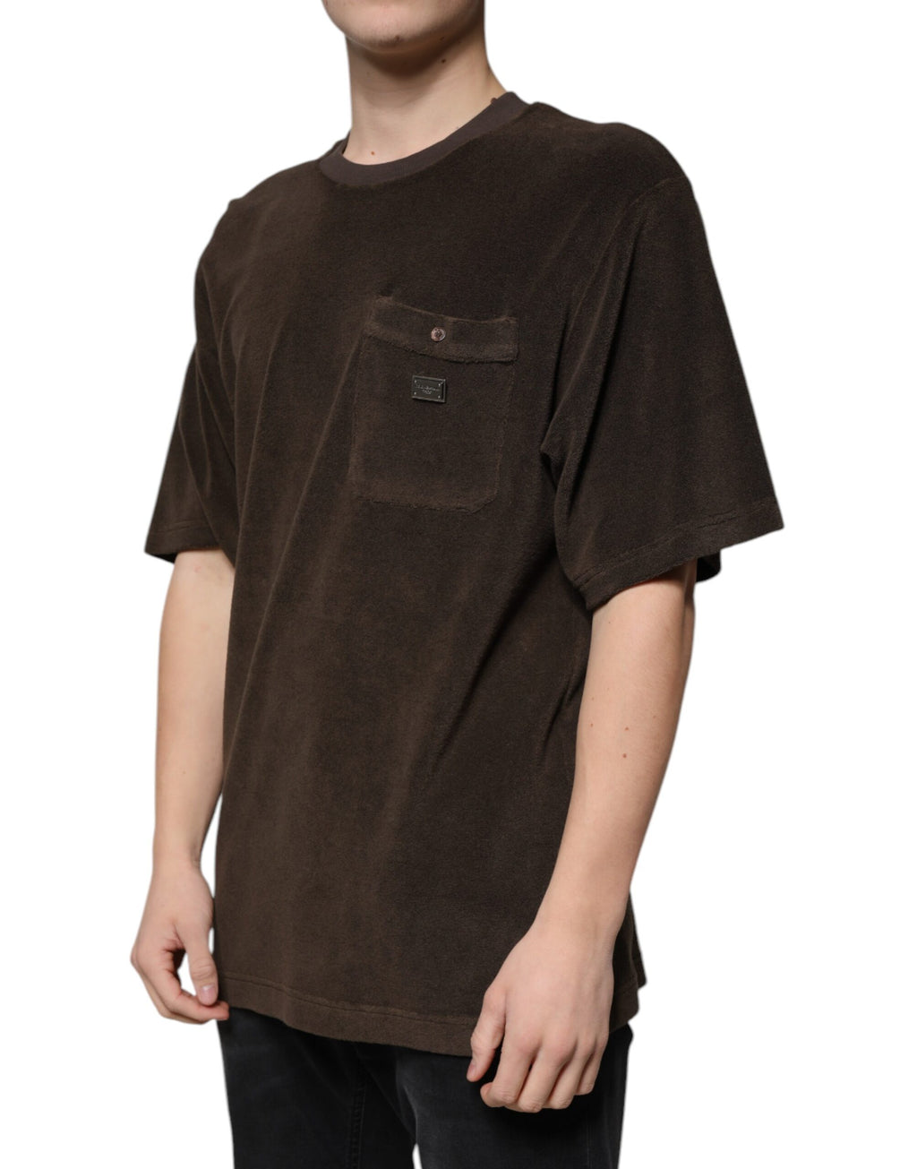 Dolce & Gabbana Brown Cotton Crew Neck Short Sleeve T-Shirt