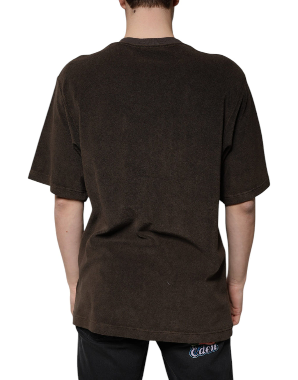 Dolce & Gabbana Brown Cotton Crew Neck Short Sleeve T-Shirt