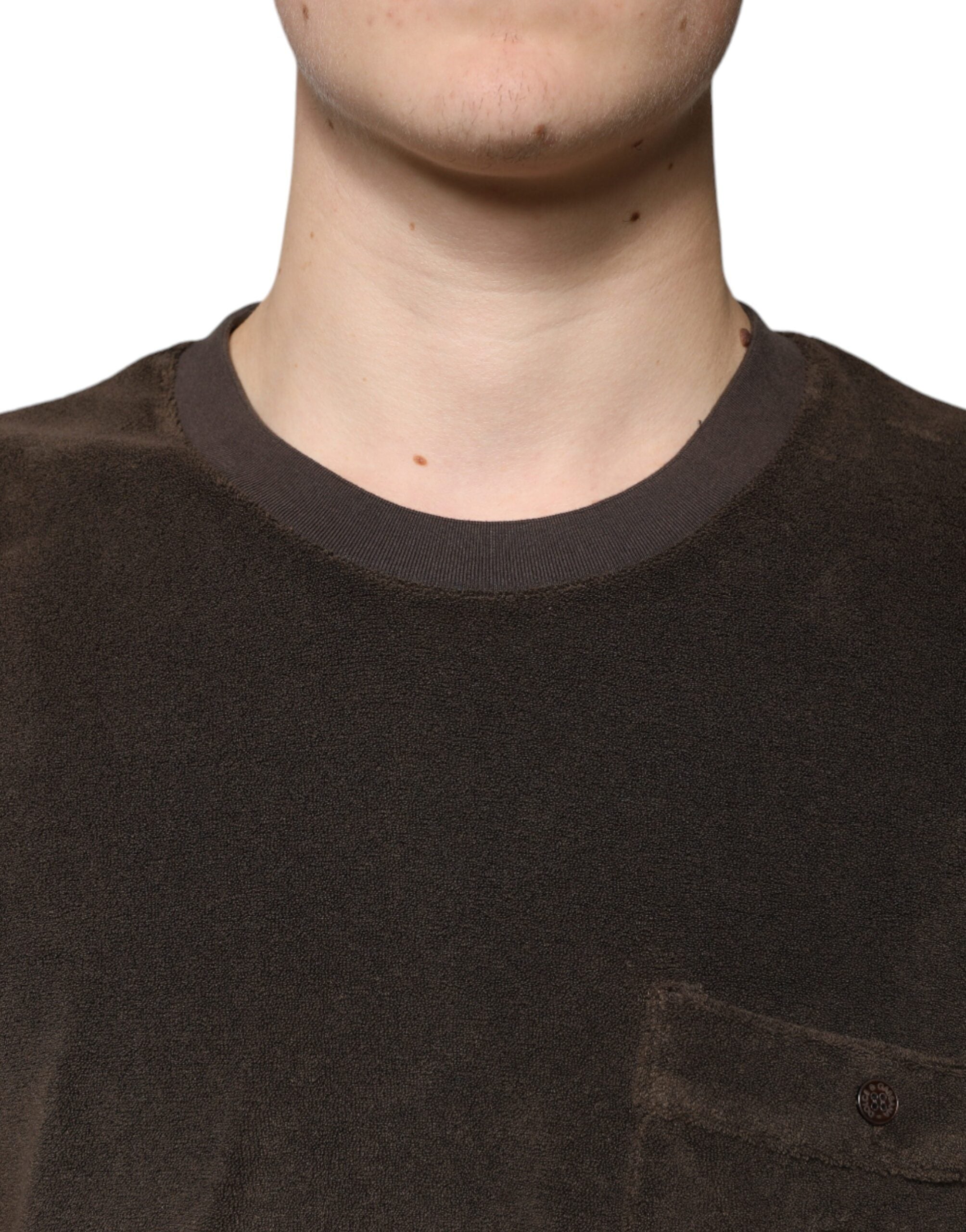 Dolce & Gabbana Brown Cotton Crew Neck Short Sleeve T-Shirt