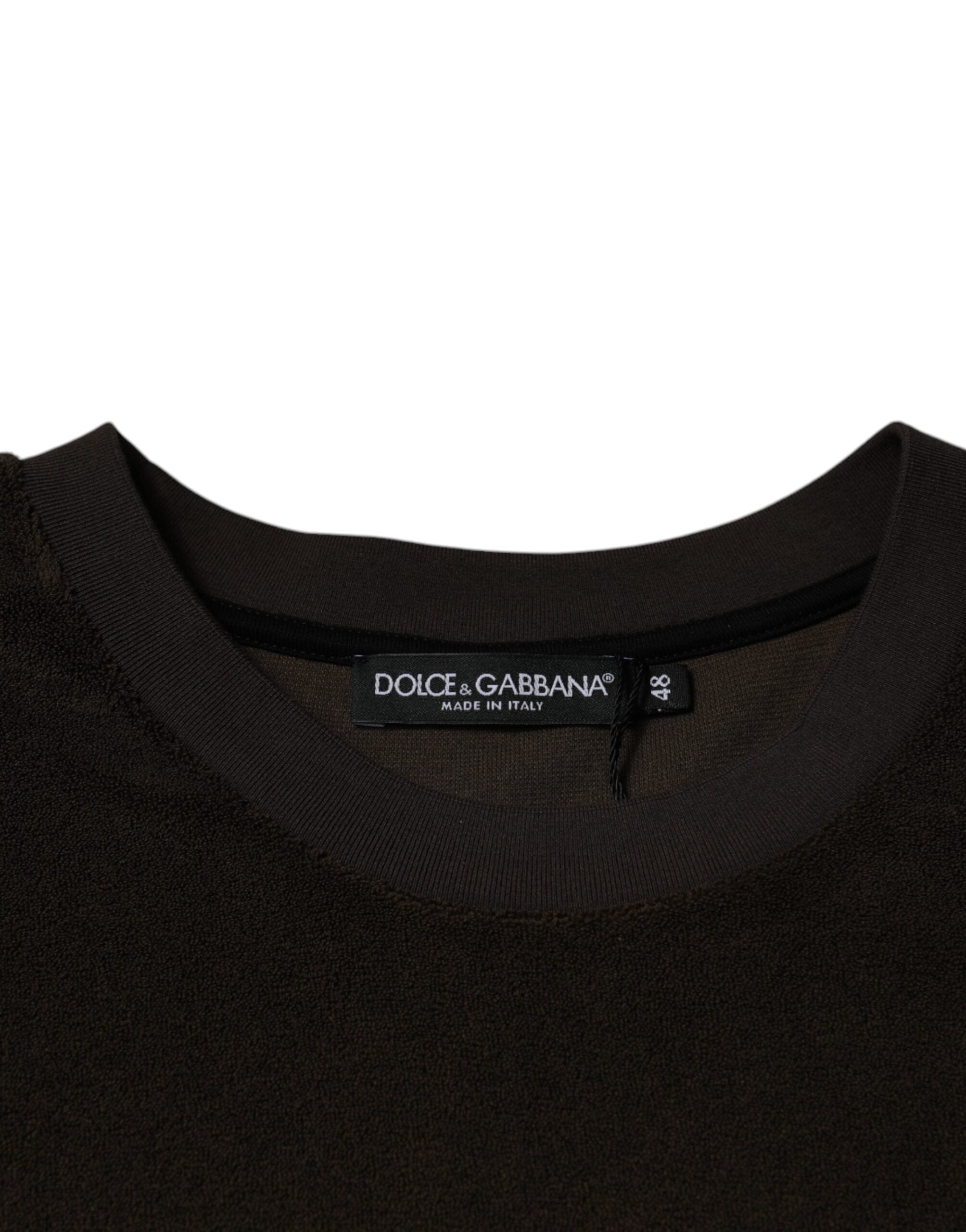 Dolce & Gabbana Brown Cotton Crew Neck Short Sleeve T-Shirt
