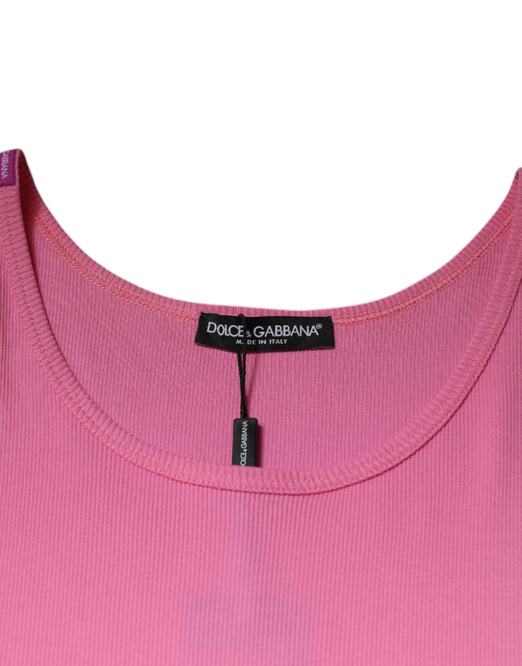 Dolce & Gabbana Pink Sleeveless Cotton Crewneck T-Shirt