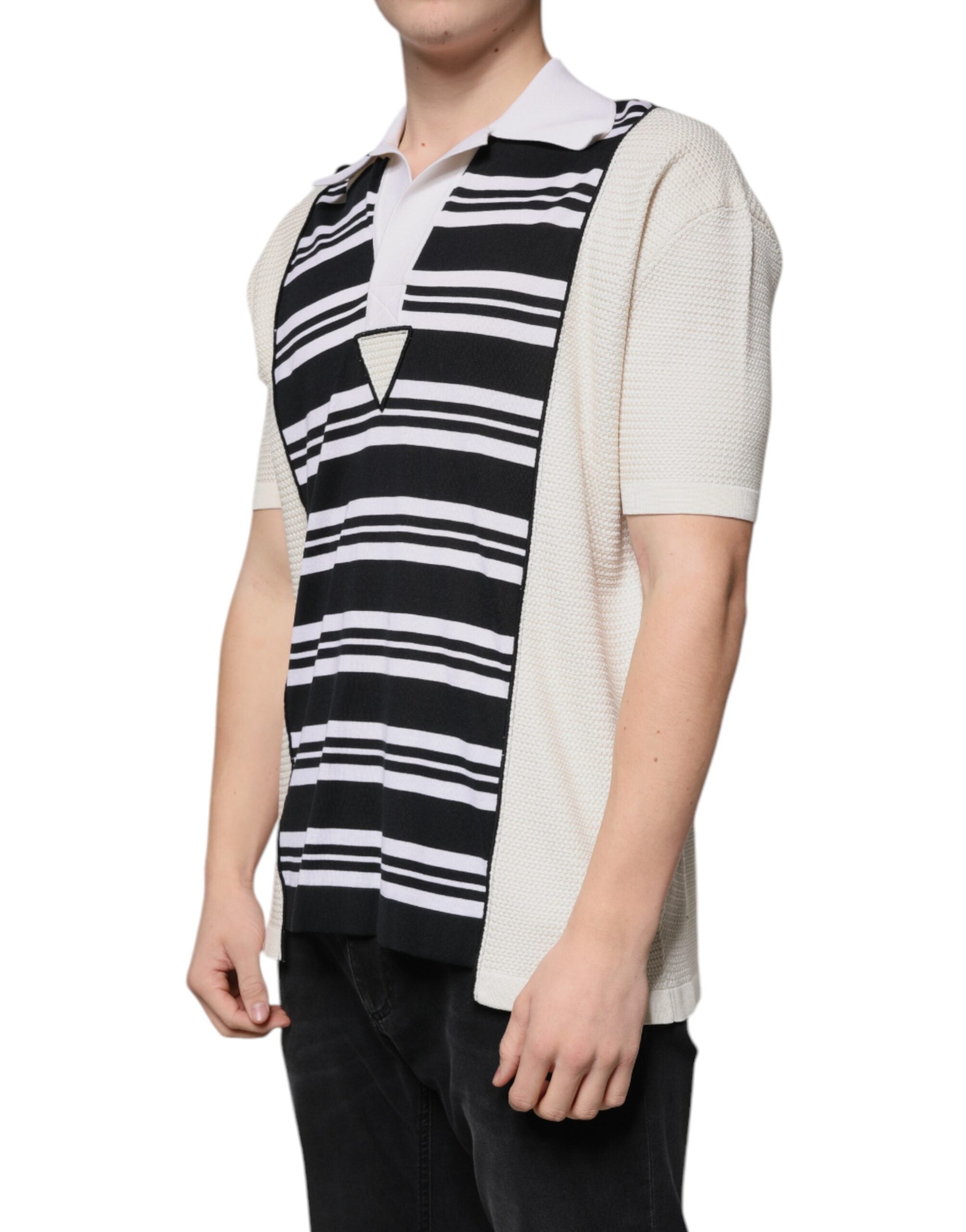 Dolce & Gabbana Multicolor Striped Polo Shirt With Collar