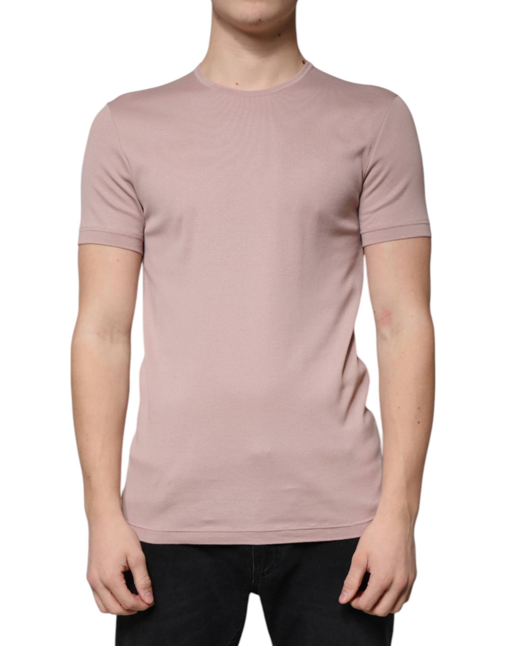 Dolce & Gabbana Brown Cotton T-Shirt with Short Sleeves and Crew Neck