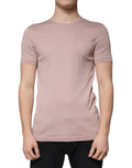 Dolce & Gabbana Brown Cotton T-Shirt with Short Sleeves and Crew Neck