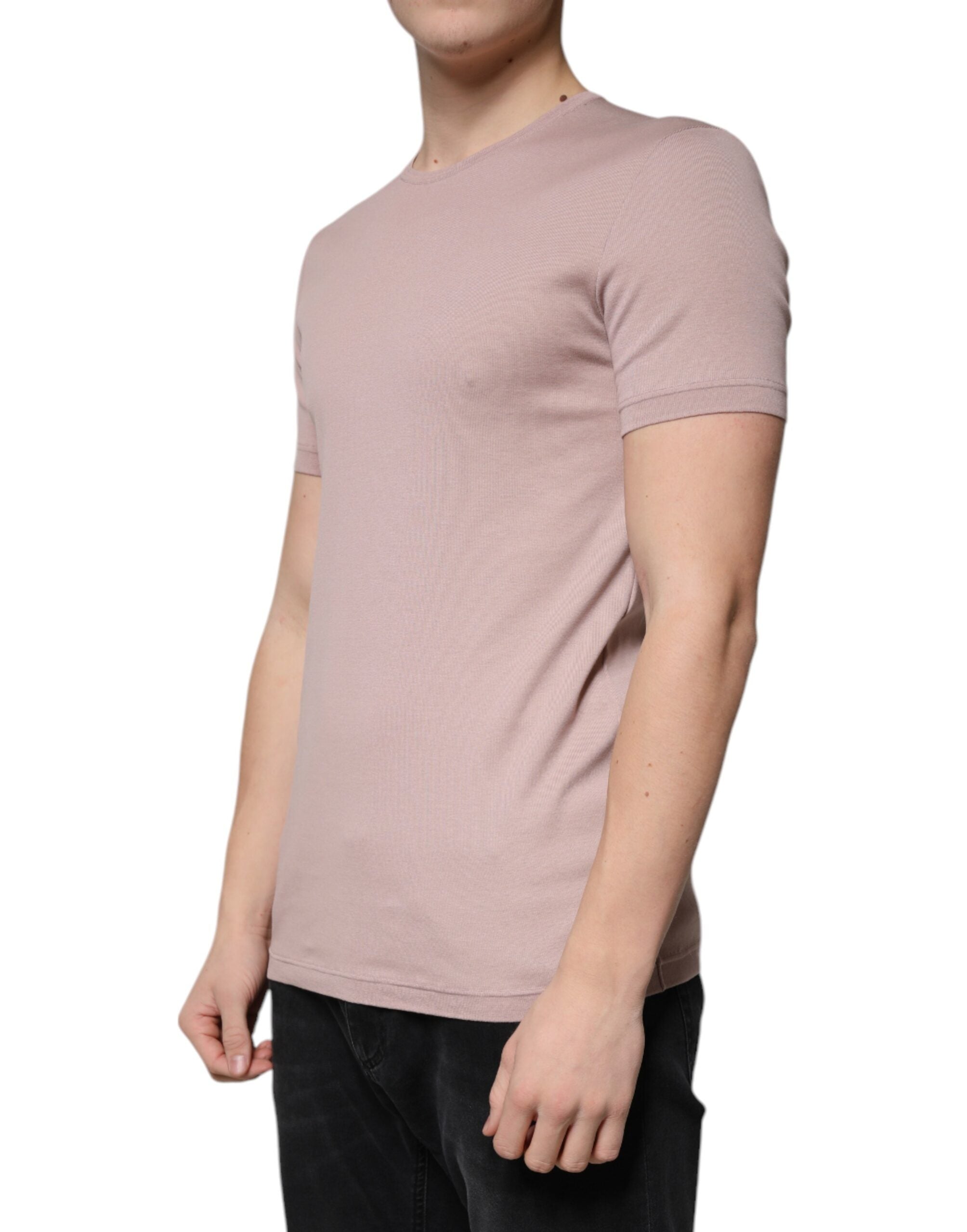 Dolce & Gabbana Brown Cotton T-Shirt with Short Sleeves and Crew Neck