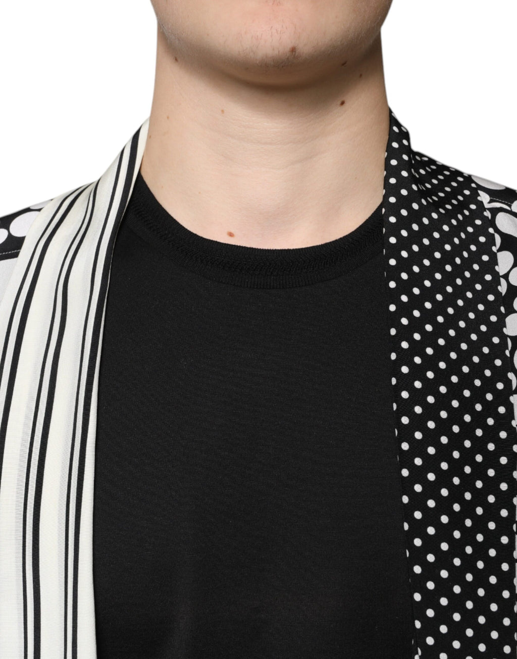 Dolce & Gabbana Black White Polka Dot Silk Men's Casual Shirt
