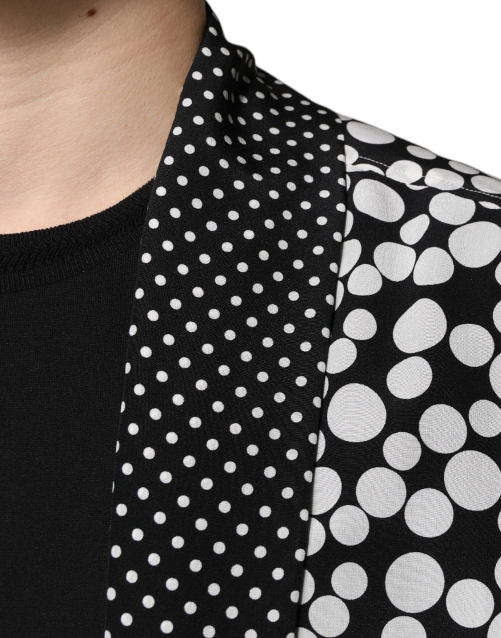 Dolce & Gabbana Black White Polka Dot Silk Men's Casual Shirt