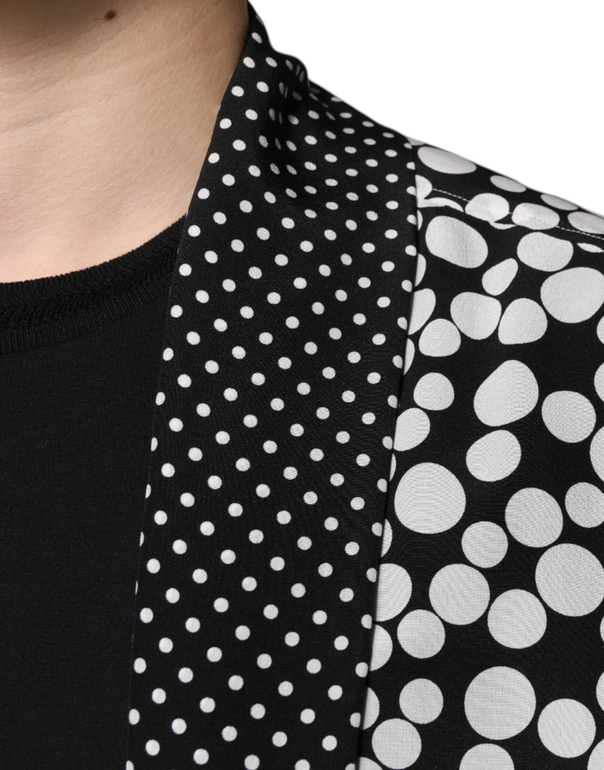 Dolce & Gabbana Black White Polka Dot Silk Men's Casual Shirt