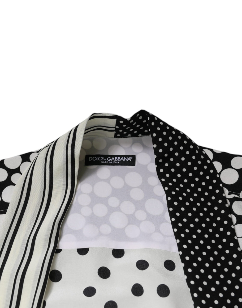 Dolce & Gabbana Black White Polka Dot Silk Men's Casual Shirt