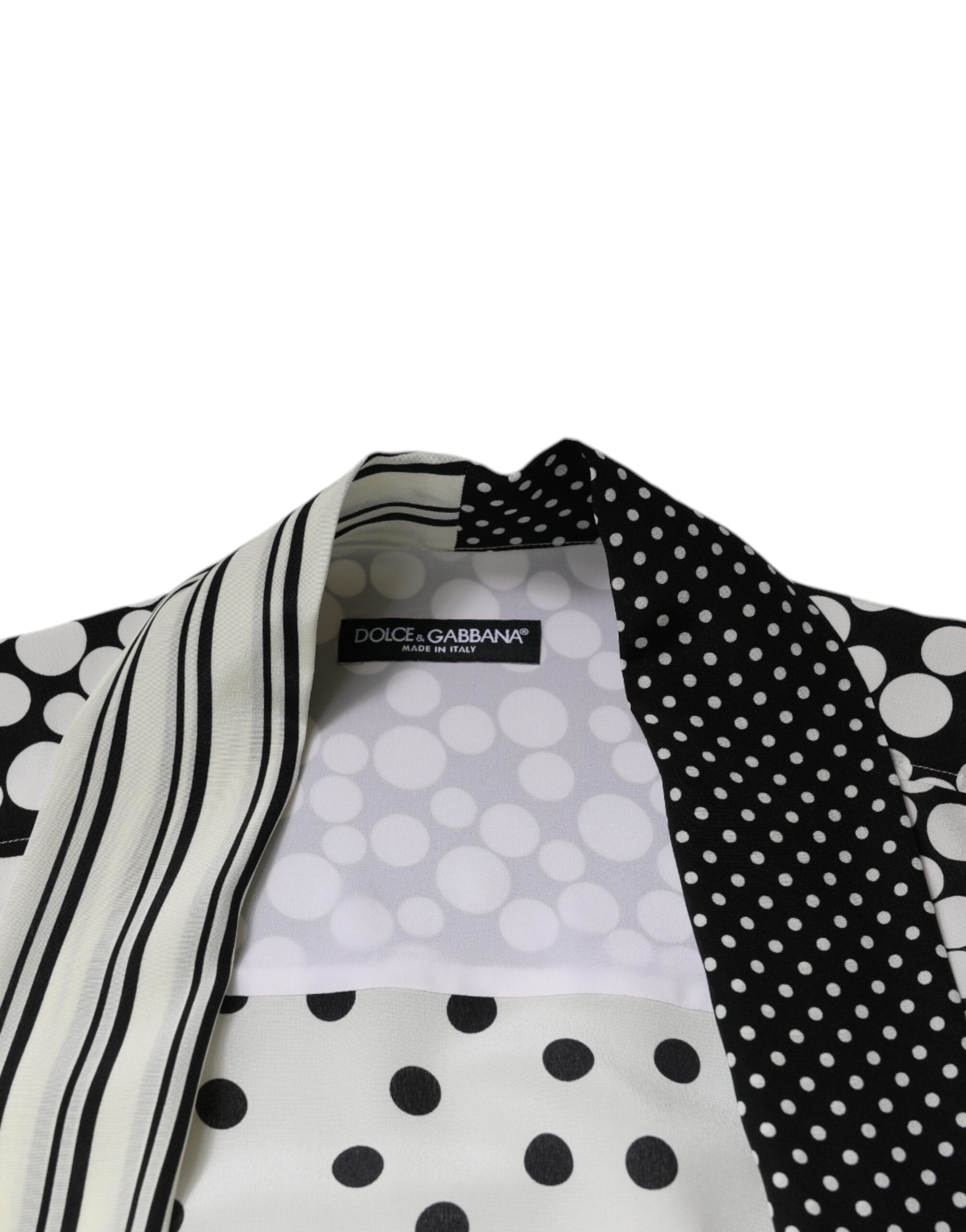 Dolce & Gabbana Black White Polka Dot Silk Men's Casual Shirt