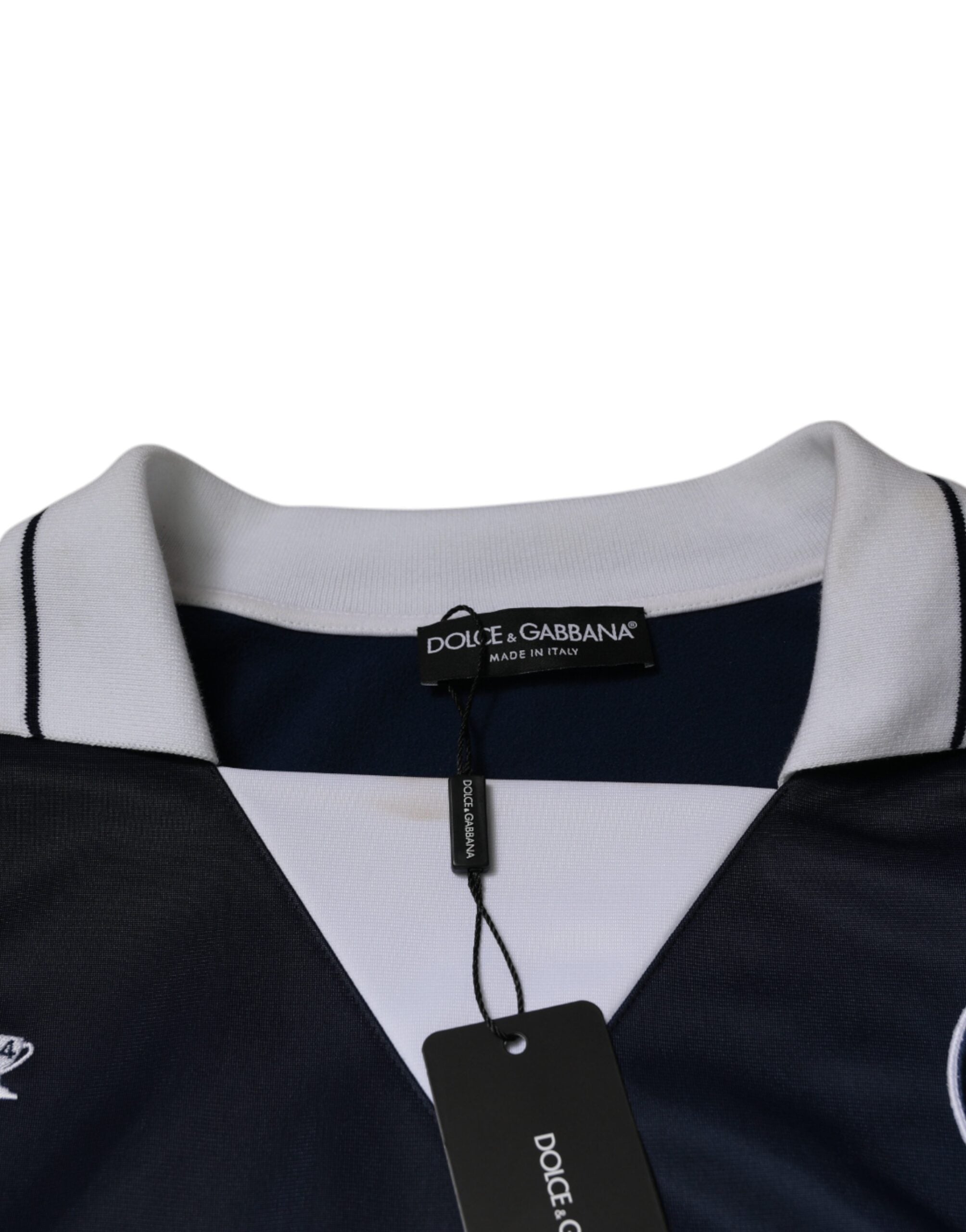 Dolce & Gabbana Blue White Milano Long Sleeve Jersey T-Shirt