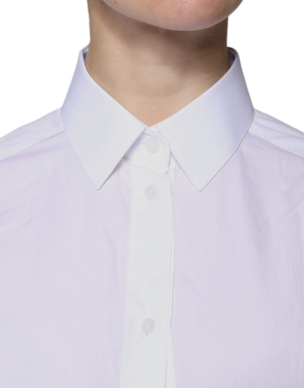 Dolce & Gabbana White Cotton Collared Long-Sleeve Shirt
