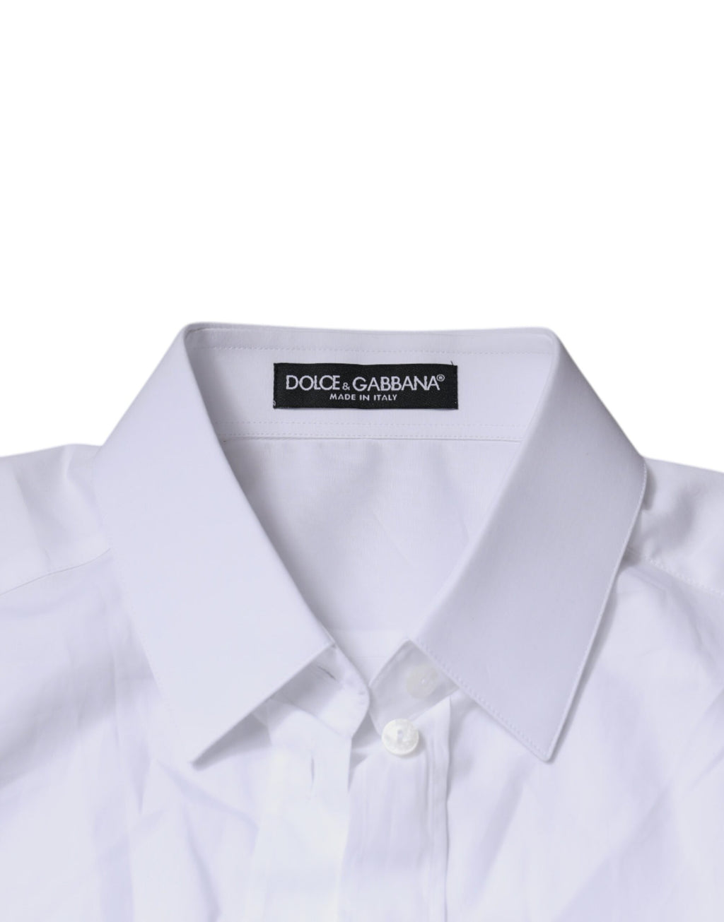 Dolce & Gabbana White Cotton Collared Long-Sleeve Shirt