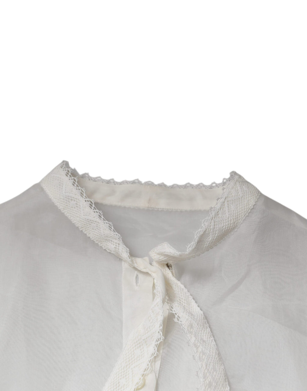 Dolce & Gabbana White Blouse Top with Ascot Collar and Long Sleeves