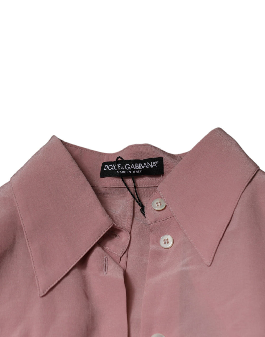 Dolce & Gabbana Pink Cotton Long Sleeve Blouse with Collar Top