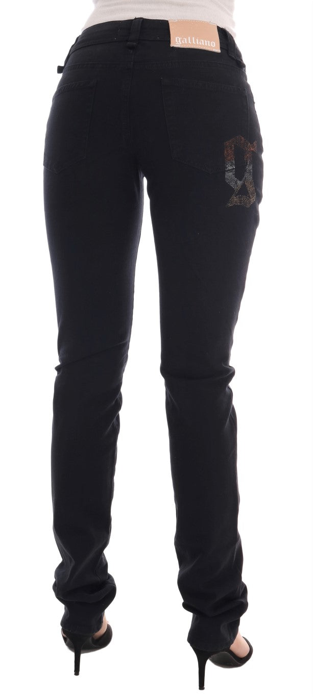 John Galliano Schwarze Baumwoll-Denim Stretch Jeans Regular Fit