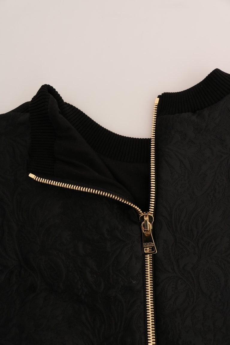 Dolce & Gabbana Black Brocade Crystal Cocktail Sweater