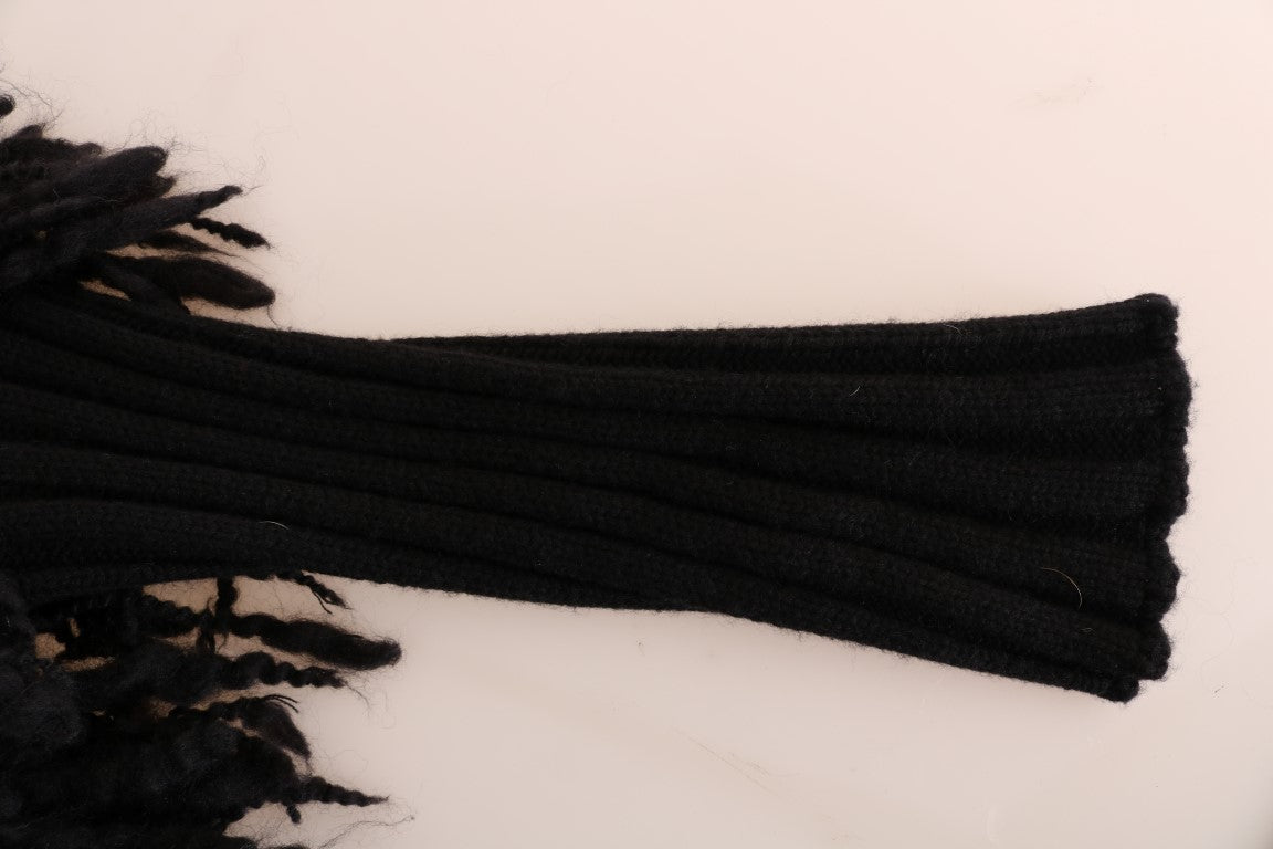 Dolce & Gabbana Schwarzer Fransen-Wollpullover