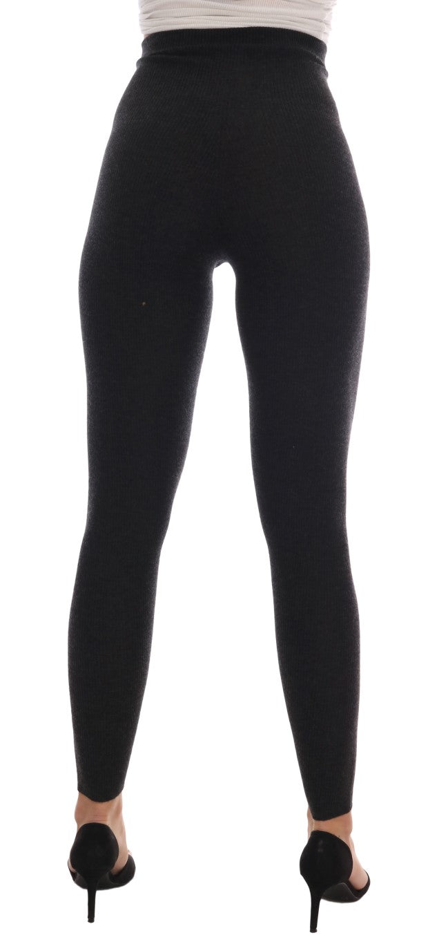 Dolce & Gabbana Grey Ribbed Cashmere-Stretch Tights