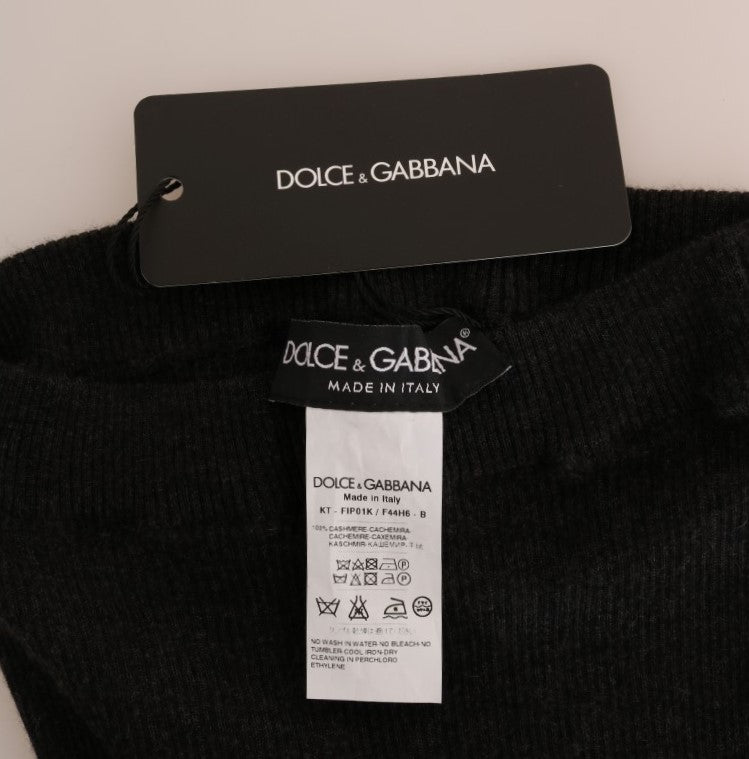 Dolce & Gabbana Grey Ribbed Cashmere-Stretch Tights