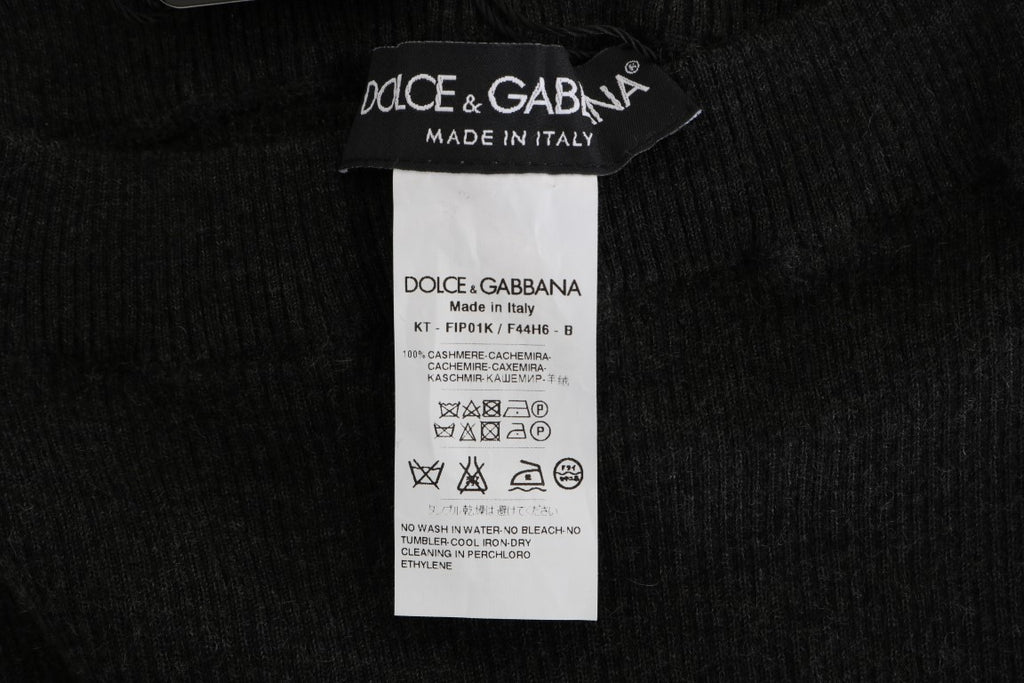 Dolce & Gabbana Grey Ribbed Cashmere-Stretch Tights