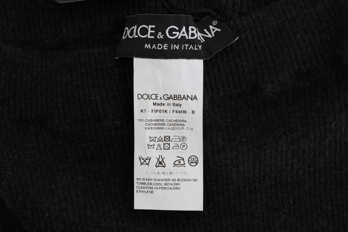 Dolce & Gabbana Grey Ribbed Cashmere-Stretch Tights