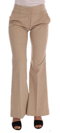 Ermanno Scervino Beigefarbene Bootcut-Hose aus Baumwolle