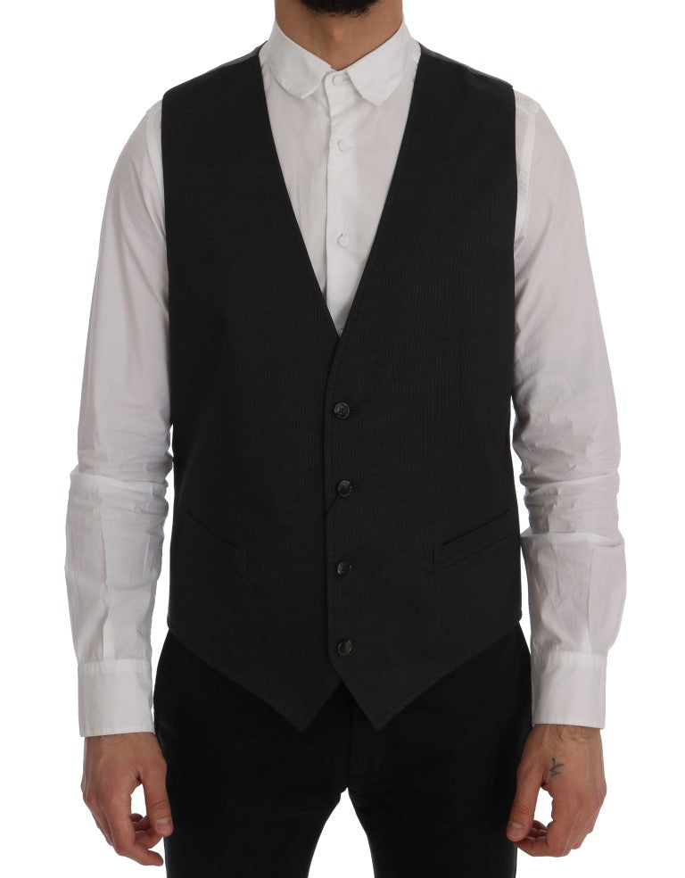 Dolce & Gabbana Grey STAFF Cotton Silk Vest