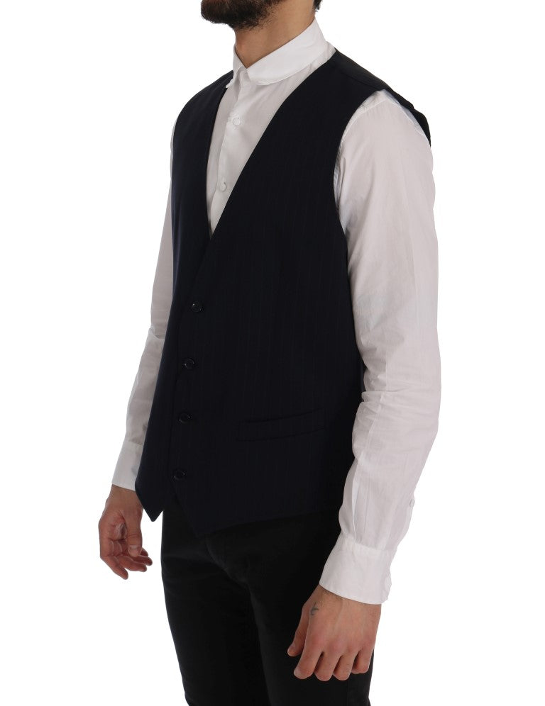 Dolce & Gabbana Blue STAFF Wool-Stretch Vest