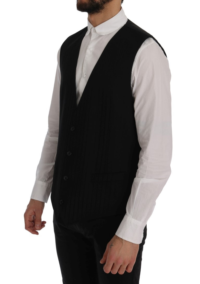 Dolce & Gabbana Black STAFF Wool-Stretch Waistcoat