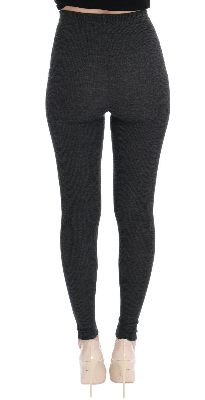 Dolce & Gabbana Graue Stretch-Strumpfhose aus Wolle