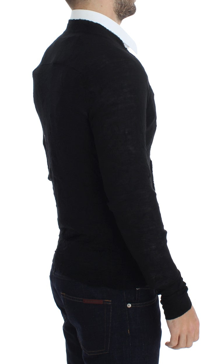 Costume National Schwarze Strickjacke mit Knöpfen aus feiner Wolle