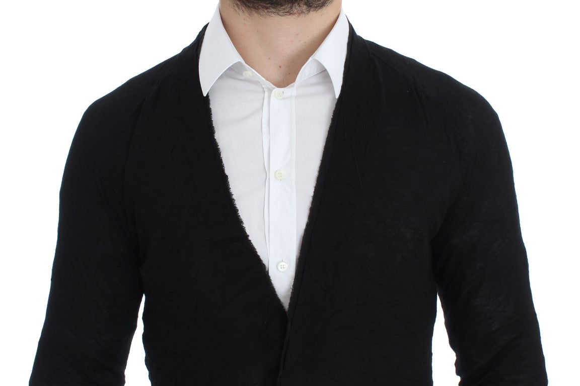 Costume National Schwarze Strickjacke mit Knöpfen aus feiner Wolle