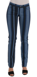 Dolce & Gabbana Blaue GIRLY Jeans aus gestreifter Baumwolle