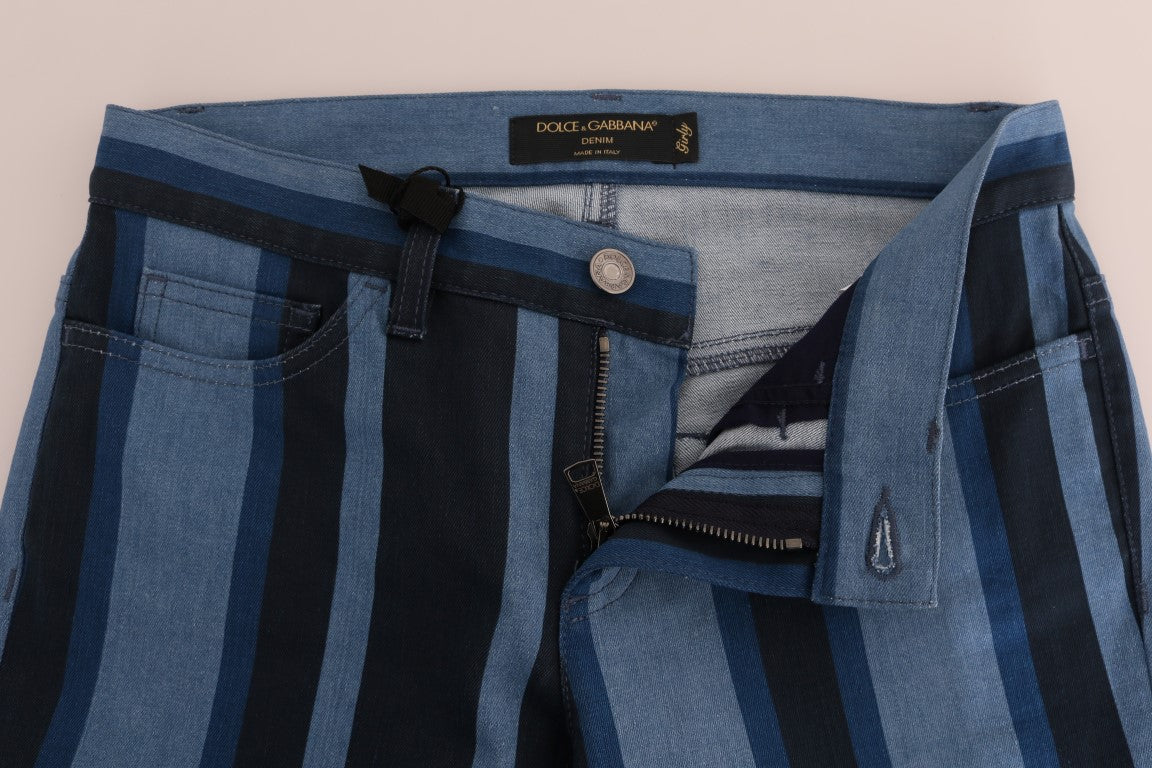 Dolce & Gabbana Blaue GIRLY Jeans aus gestreifter Baumwolle